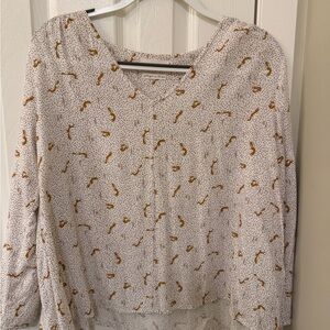 Harris Wilson Cream Blouse with Foxes and Trees Pattern